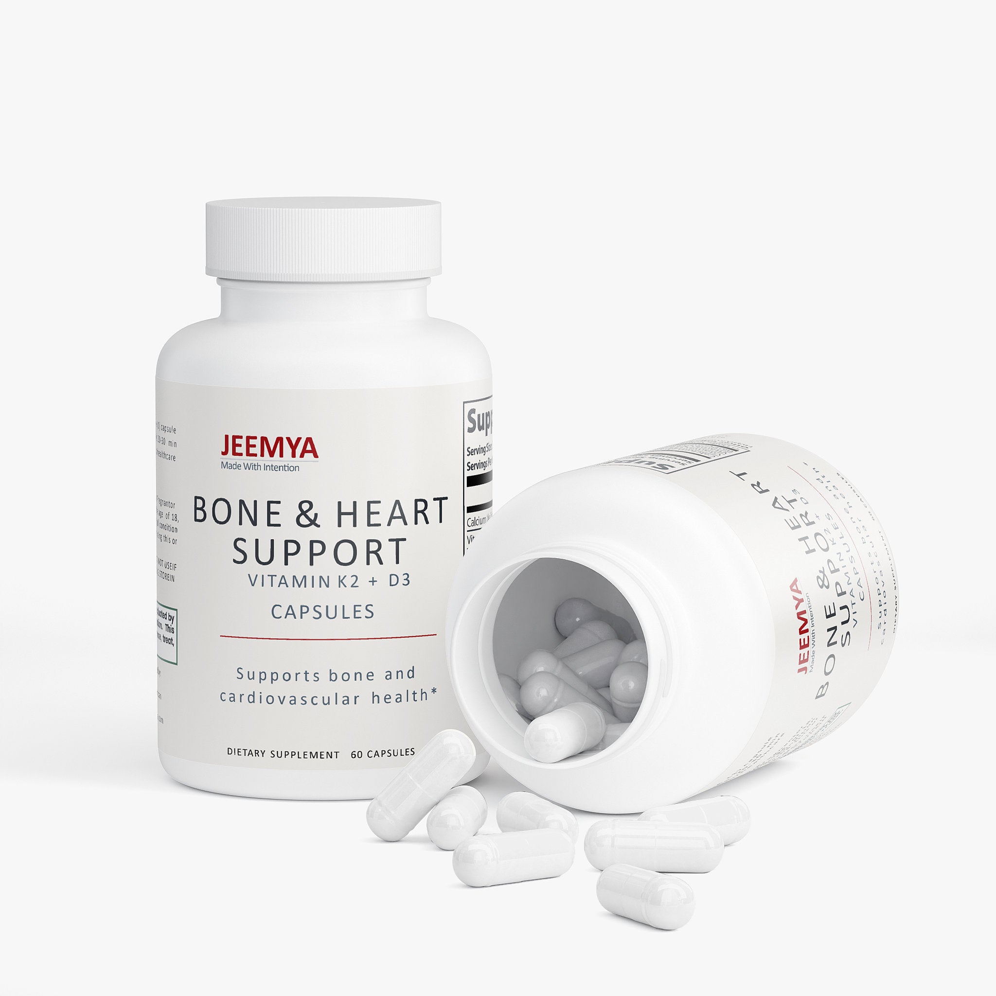 Jeemya Bone & Heart | Vitamin D3 + K2 (MK-7) for Calcium Support & Cardiovascular Wellness