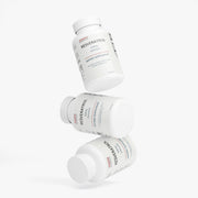 Three Jeemya Resveratrol 600 mg supplement bottles stacked at different angles on a clean white background, showcasing the product packaging.