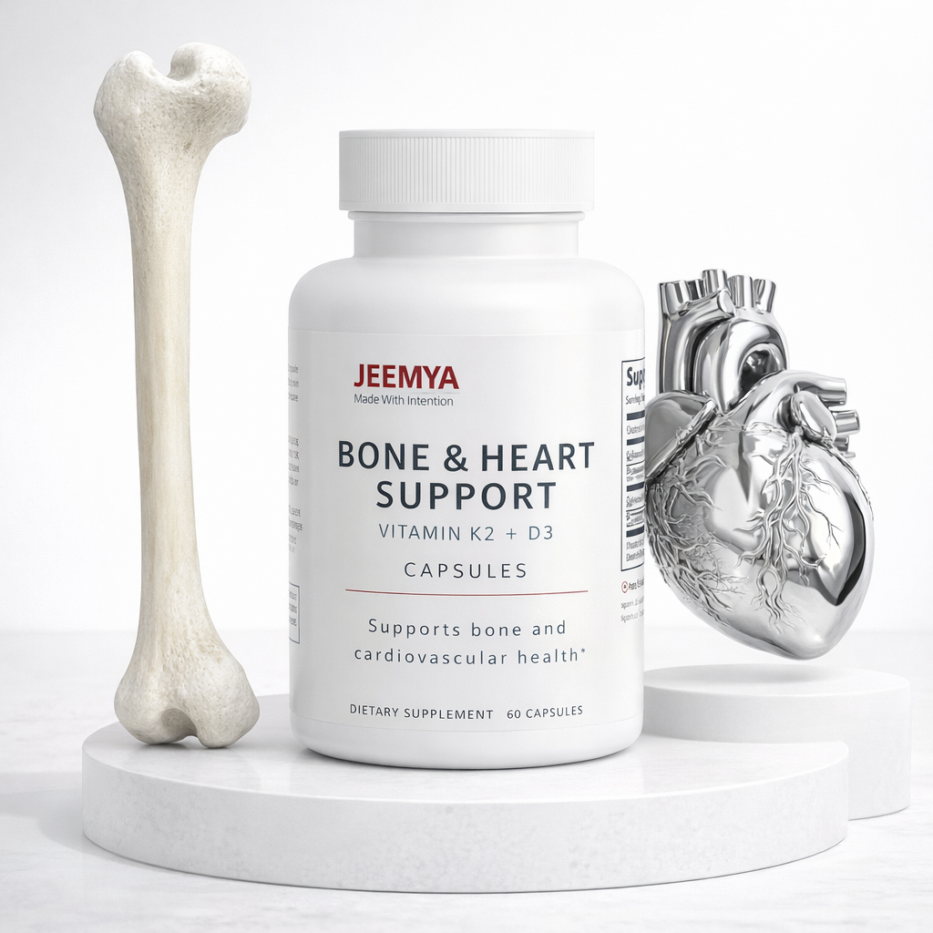 Jeemya Bone & Heart | Vitamin D3 + K2 (MK-7) for Calcium Support & Cardiovascular Wellness