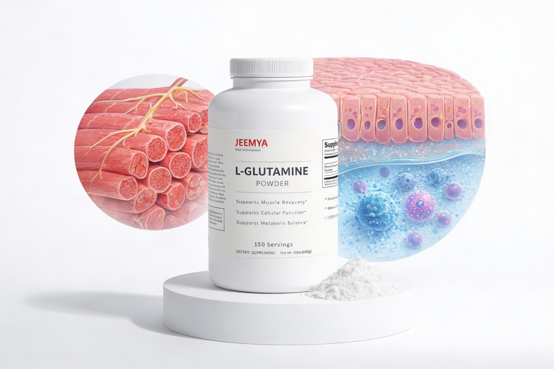 Jeemya L‑Glutamine Powder 300 g (10.6 oz) 150 Servings | Foundational Sports & Performance Support for Daily Use
