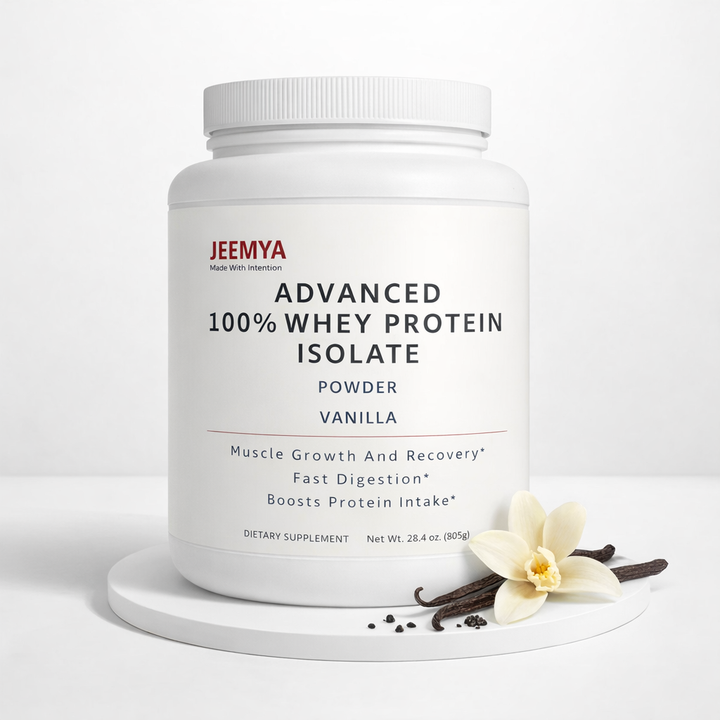 Jeemya Whey Protein Isolate Vanilla 805 g (28.4 oz) 24 Servings | Foundational Sports & Performance Support for Daily Use